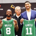 Boston Celtics Enes Kanter introduced to the media along with Kemba Walker and Team President Danny Ainge